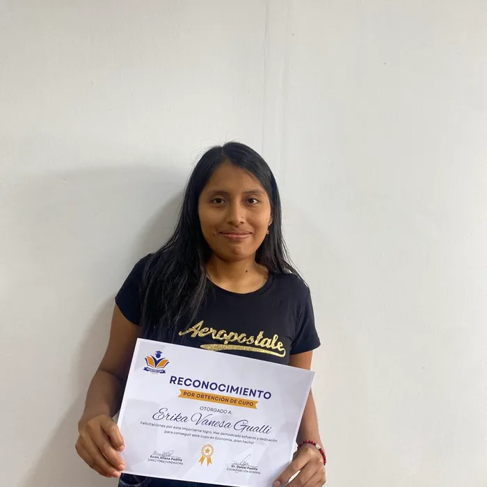 Erika Vanesa Gualli, Cupo en Economía — Universidad Estatal de Milagro